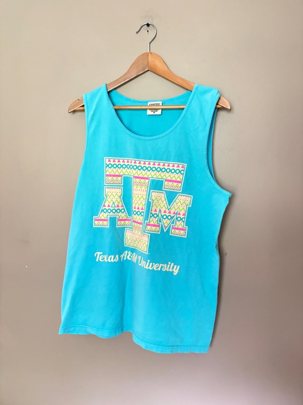 COMFORT COLORS Texas A&M retro 90s beach cotton tank top summer vacation sz M